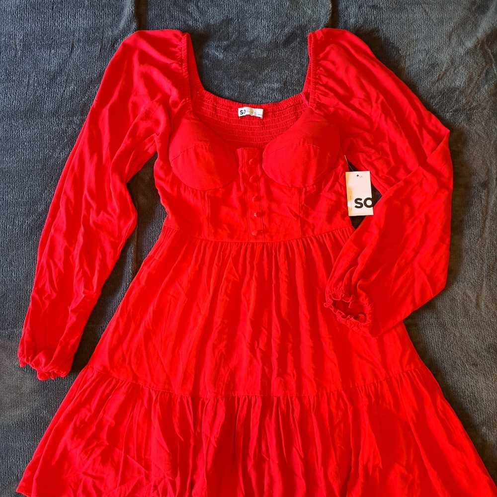 SO Red "Be Mine" Long Sleeve Bustier Dress
